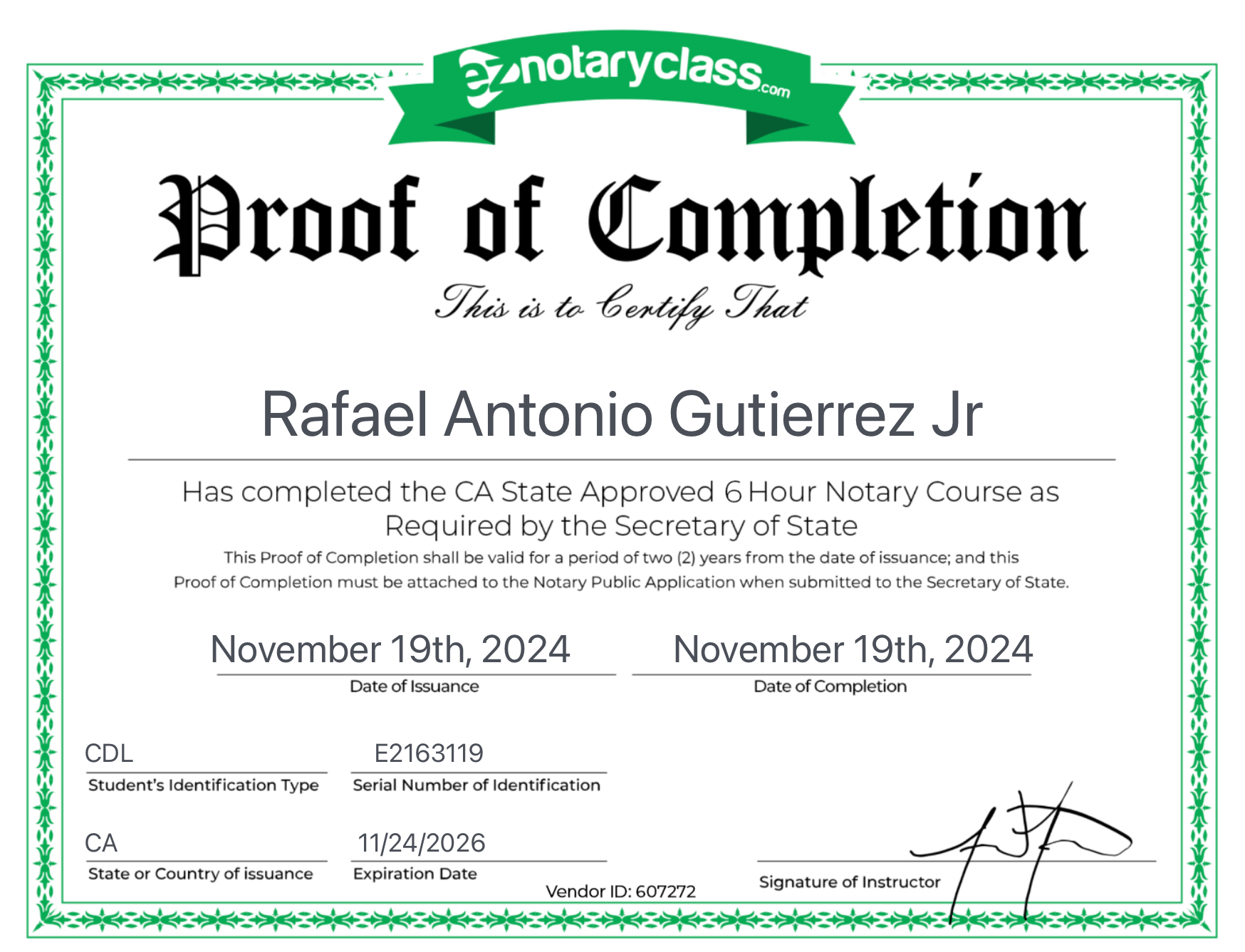 California State Approved Notary coursework